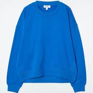 NWOT COS / M / Royal Blue Boxy Cropped Relaxed Fit Crew Neck Sweatshirt / Casual